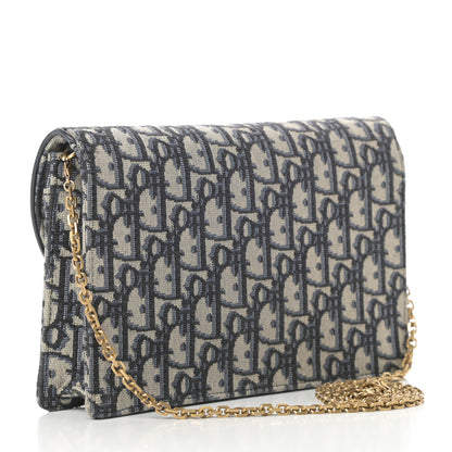 Christian Dior Oblique Saddle Chain Pouch Blue 3 of 11