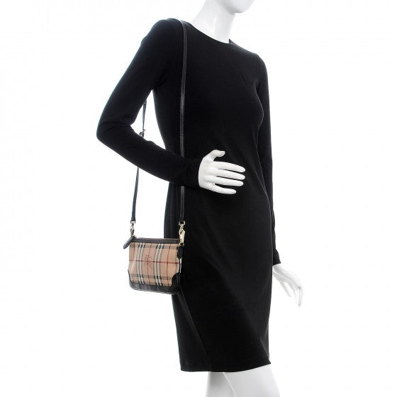 Burberry Haymarket Check Small Peyton Crossbody Clutch Bag Chocolate 2 of 8