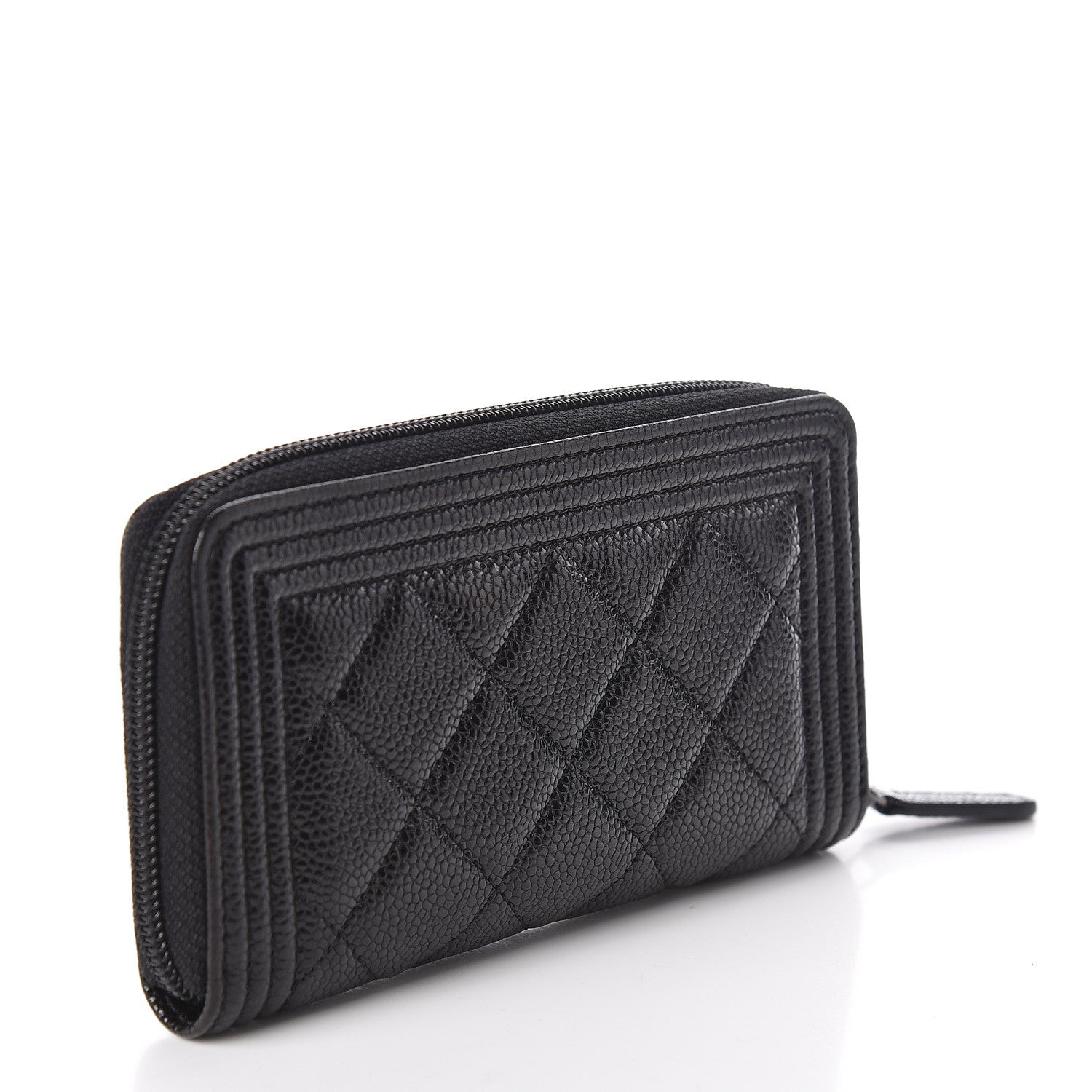 Chanel Caviar Quilted Small Boy Zip Around Wallet Black 3 of 8