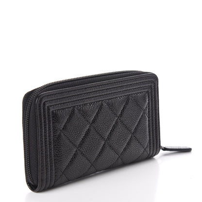 Chanel Caviar Quilted Small Boy Zip Around Wallet Black 3 of 8