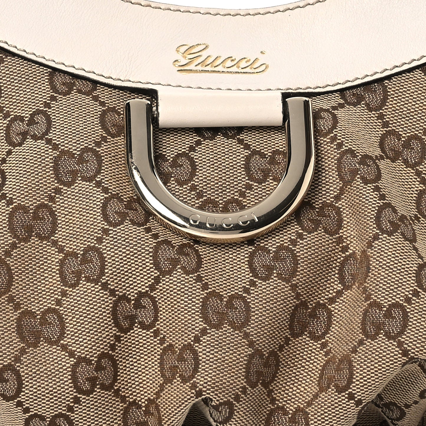 Monogram Medium D Gold Ring Hobo White