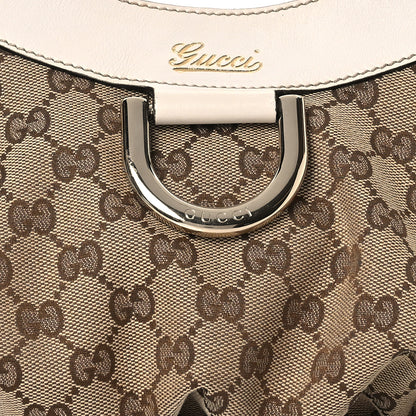Gucci Monogram Medium D Gold Ring Hobo White 9 of 17