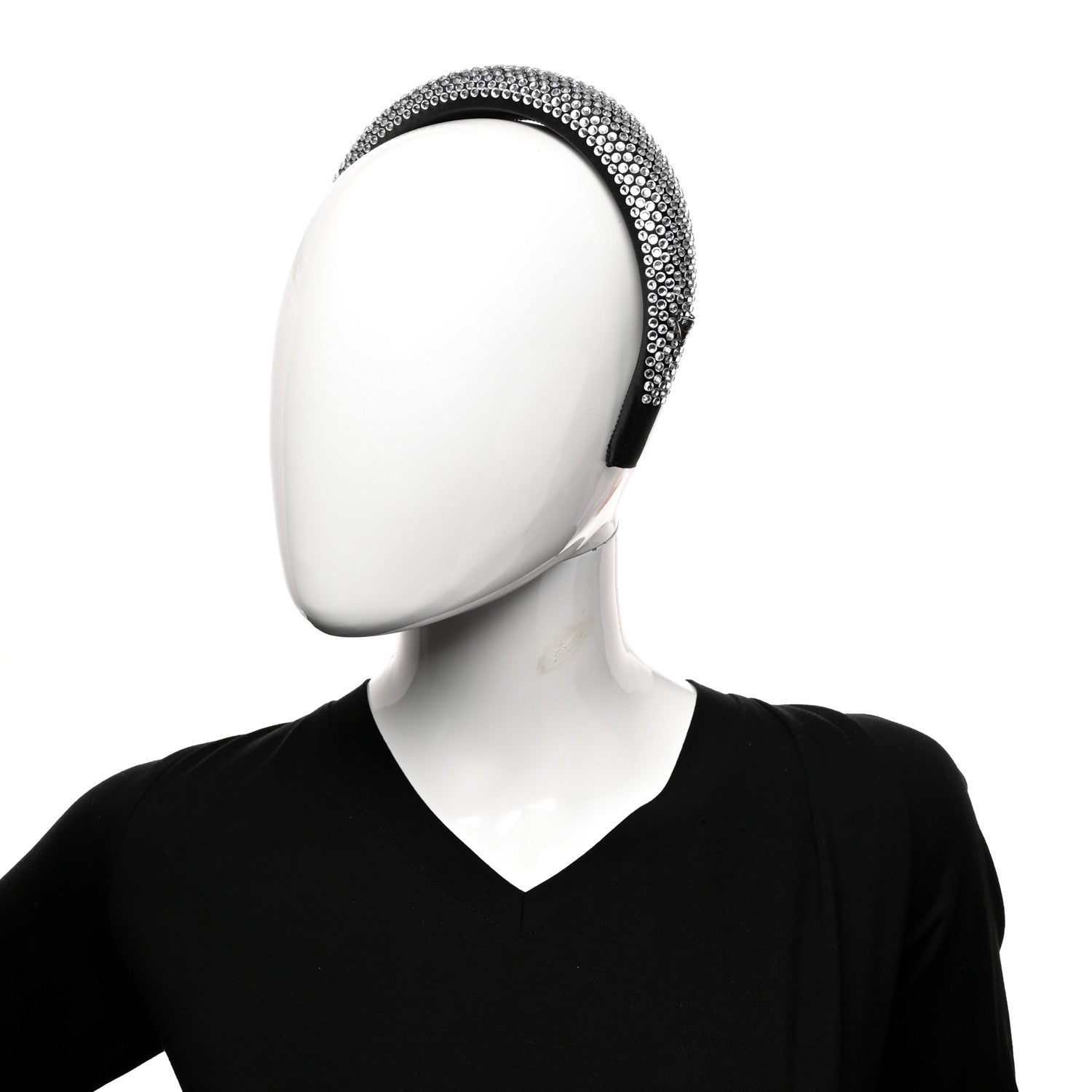 Prada Satin Crystal Embellished Headband Metal 2 of 6