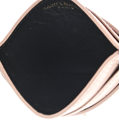 Saint Laurent Calfskin Crocodile Embossed Monogram Card Case Rose Antic 5 of 10
