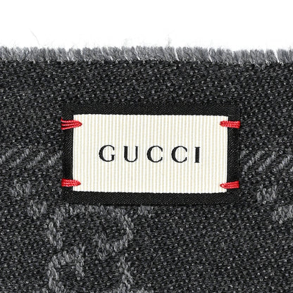 Gucci Wool Silk Monogram Fringe Shawl Grey 3 of 3