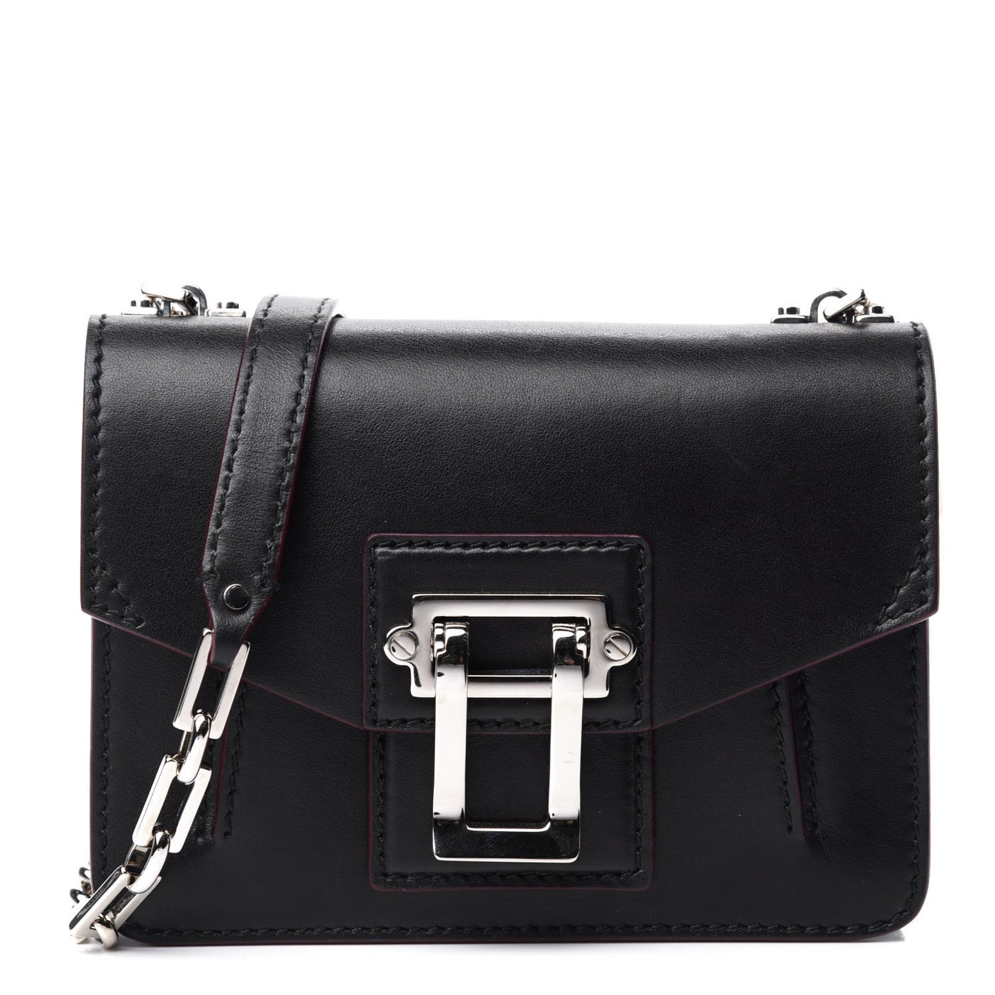 Smooth Calfskin Mini Hava Chain Crossbody Black