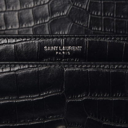 Saint Laurent Calfskin Crocodile Embossed Medium Monogram Sunset Black 6 of 9