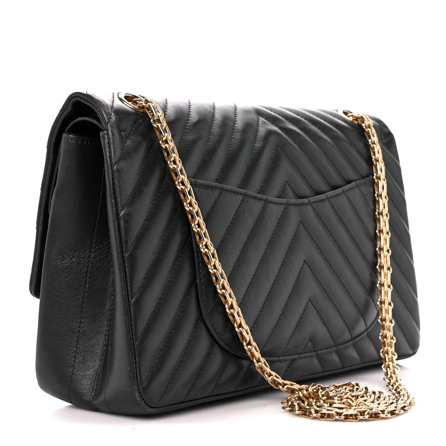 Aged Calfskin Chevron Quilted 2.55 Reissue 226 Flap Black