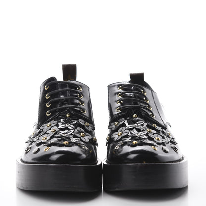 Louis Vuitton Patent Calfskin Blooms Flat Derby Platform Shoes 39 Black 2 of 9