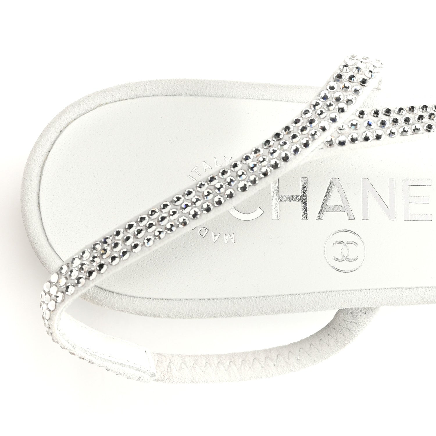 Chanel Strass Grosgrain Cap Toe CC Slingback Pumps 36 Silver Black 8 of 10