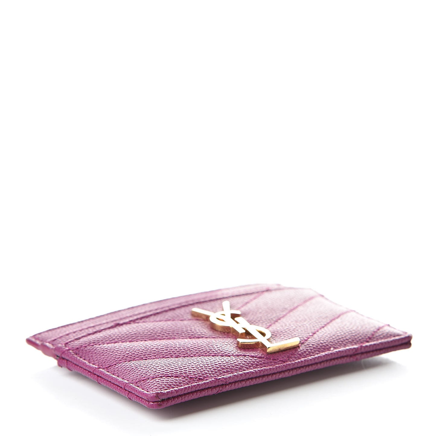 Grain De Poudre Matelasse Chevron Monogram Credit Card Case Dark Grape