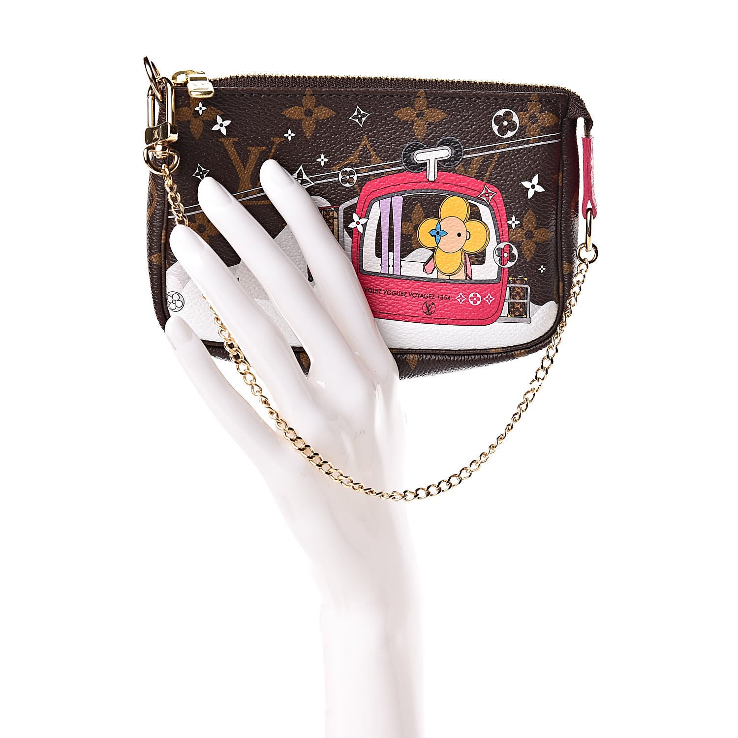 Louis Vuitton Monogram 2019 Christmas Animation Mini Courchevel Pochette Accessories Fuchsia 2 of 8