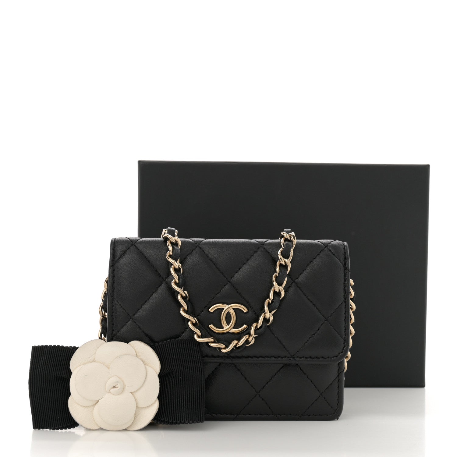 Chanel Lambskin Quilted My Chanel Lady Card Holder On Chain Black 11 of 11