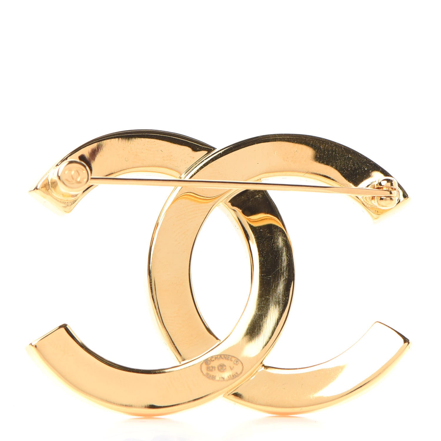 Chanel Metal Paris Button CC Large Brooch Gold 3 of 4