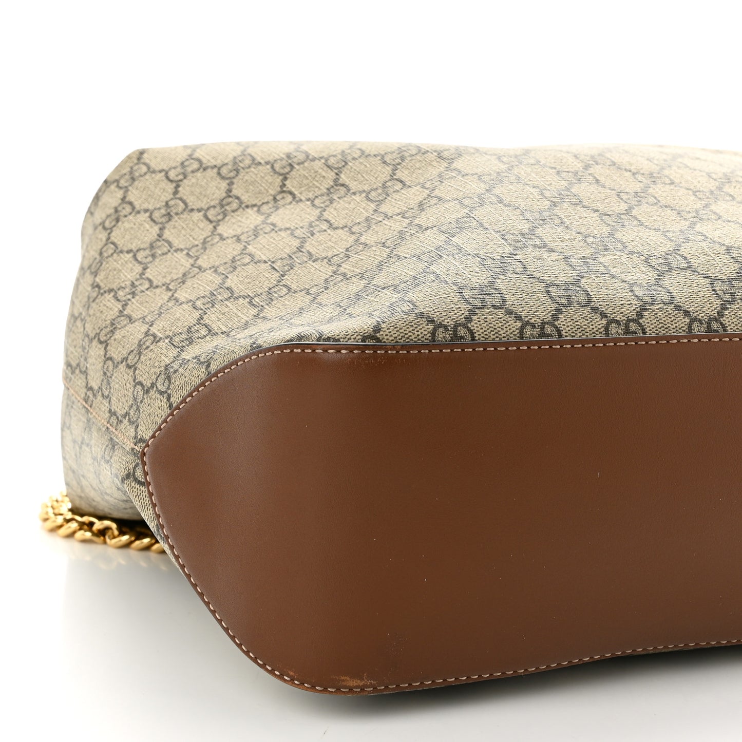 GG Supreme Monogram Large Linea A Hobo Light Brown