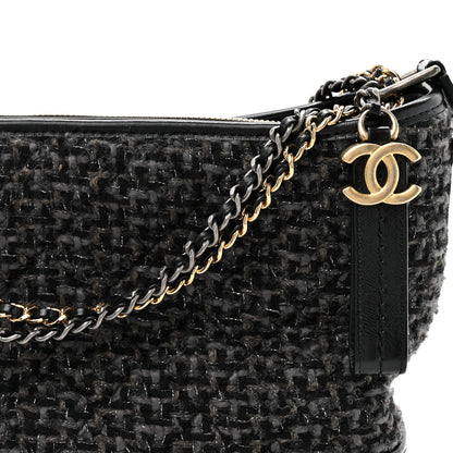 Chanel Tweed Calfskin Quilted Medium Gabrielle Hobo Black 8 of 10