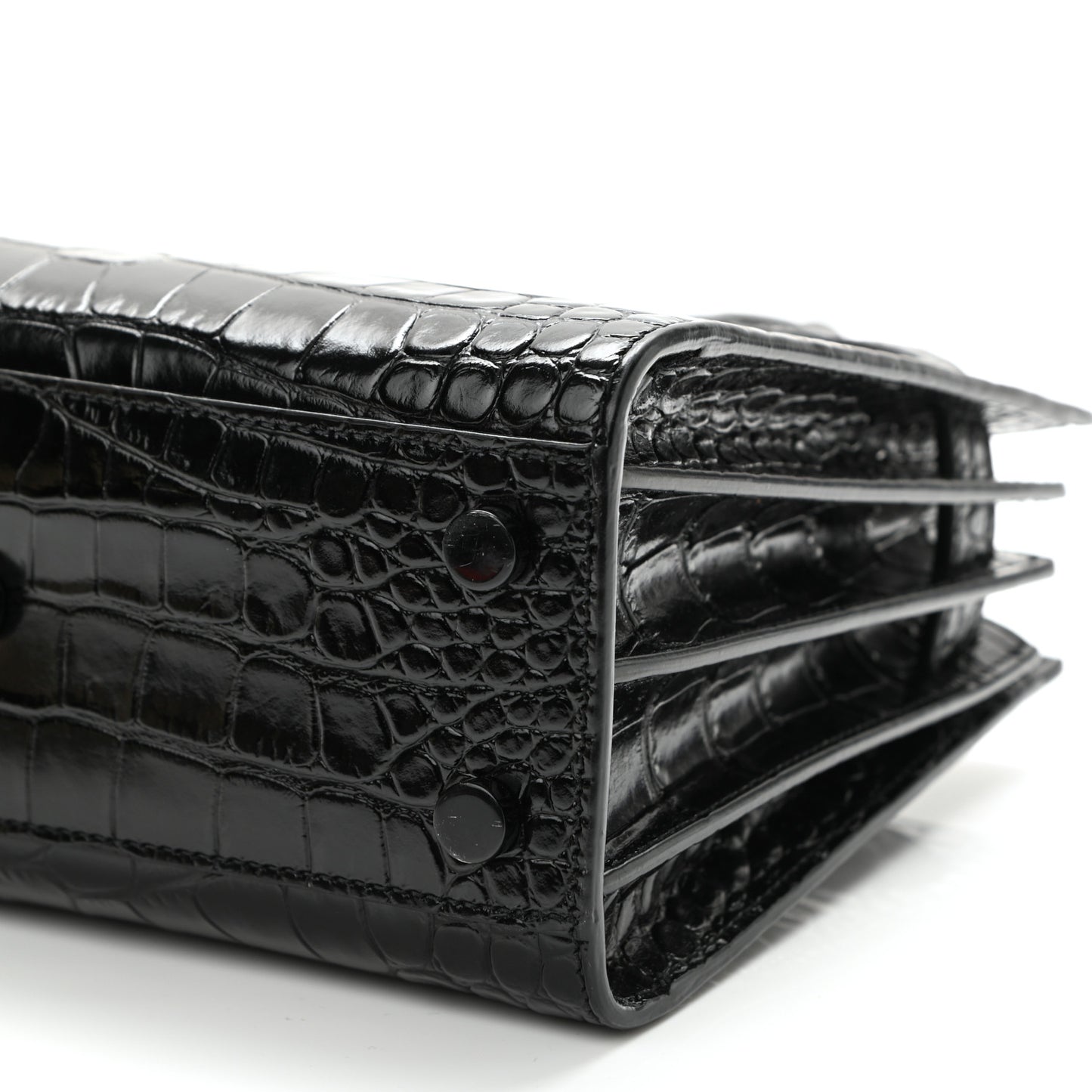 Calfskin Crocodile Embossed Nano Sac De Jour Black