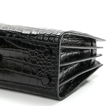 Saint Laurent Calfskin Crocodile Embossed Nano Sac De Jour Black 9 of 9