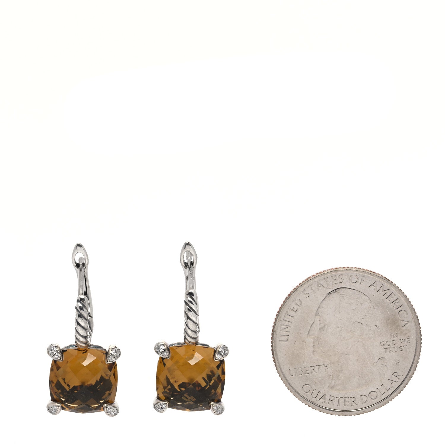 David Yurman Sterling Silver Diamond Citrine Chatelaine Drop Earrings 2 of 5