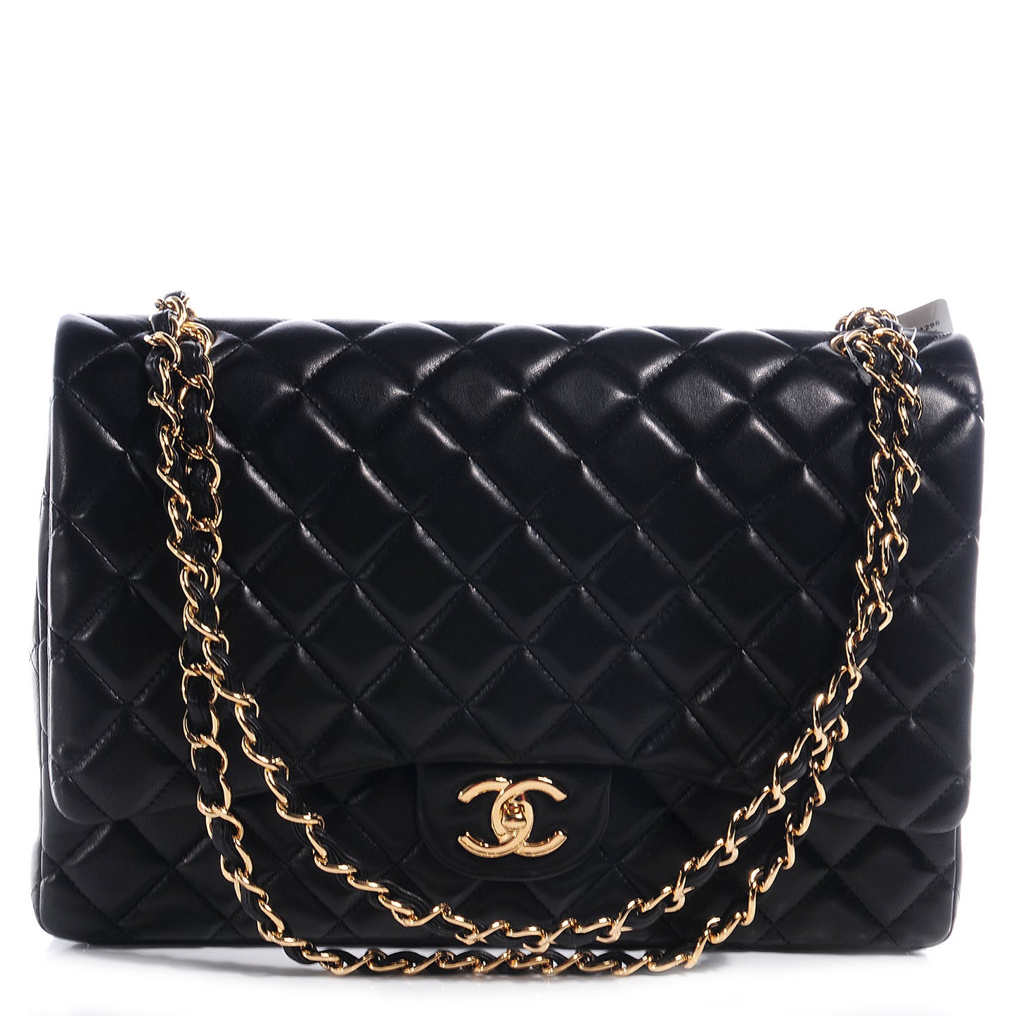 Lambskin Quilted Maxi Double Flap Black