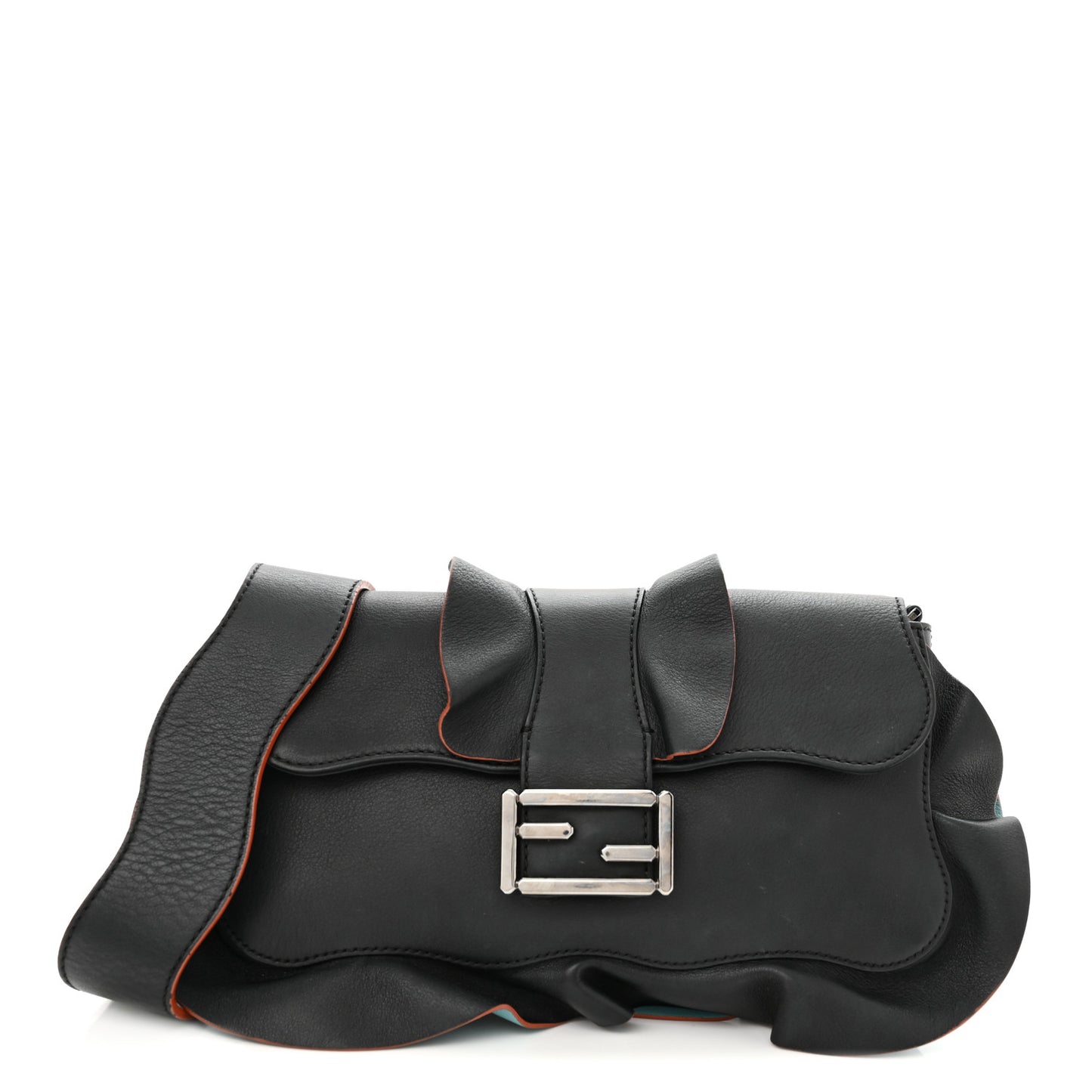 Calfskin Waves Baguette Black Turchese