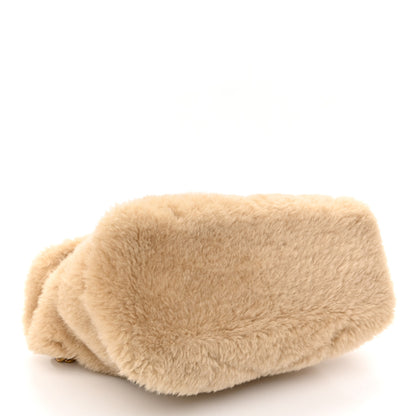 Saint Laurent Merino Shearling Lambskin Quilted Small Loulou Puffer Monogram Chain Satchel Natural Beige 4 of 10