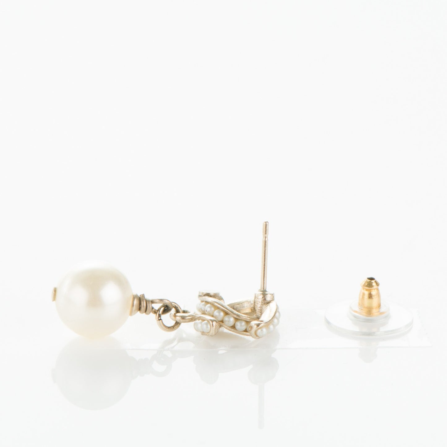 Pearl CC Drop Earrings Gold