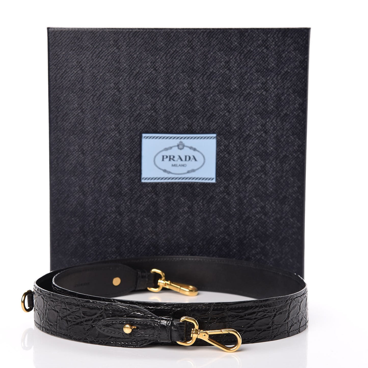 Calfskin Crocodile Embossed Pionniere Shoulder Strap Black