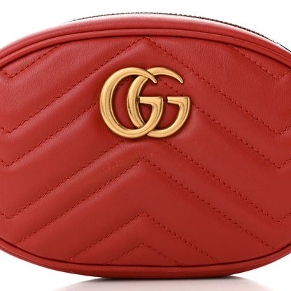 Gucci Calfskin Matelasse GG Marmont Belt Bag 85 34 Hibiscus Red 8 of 11