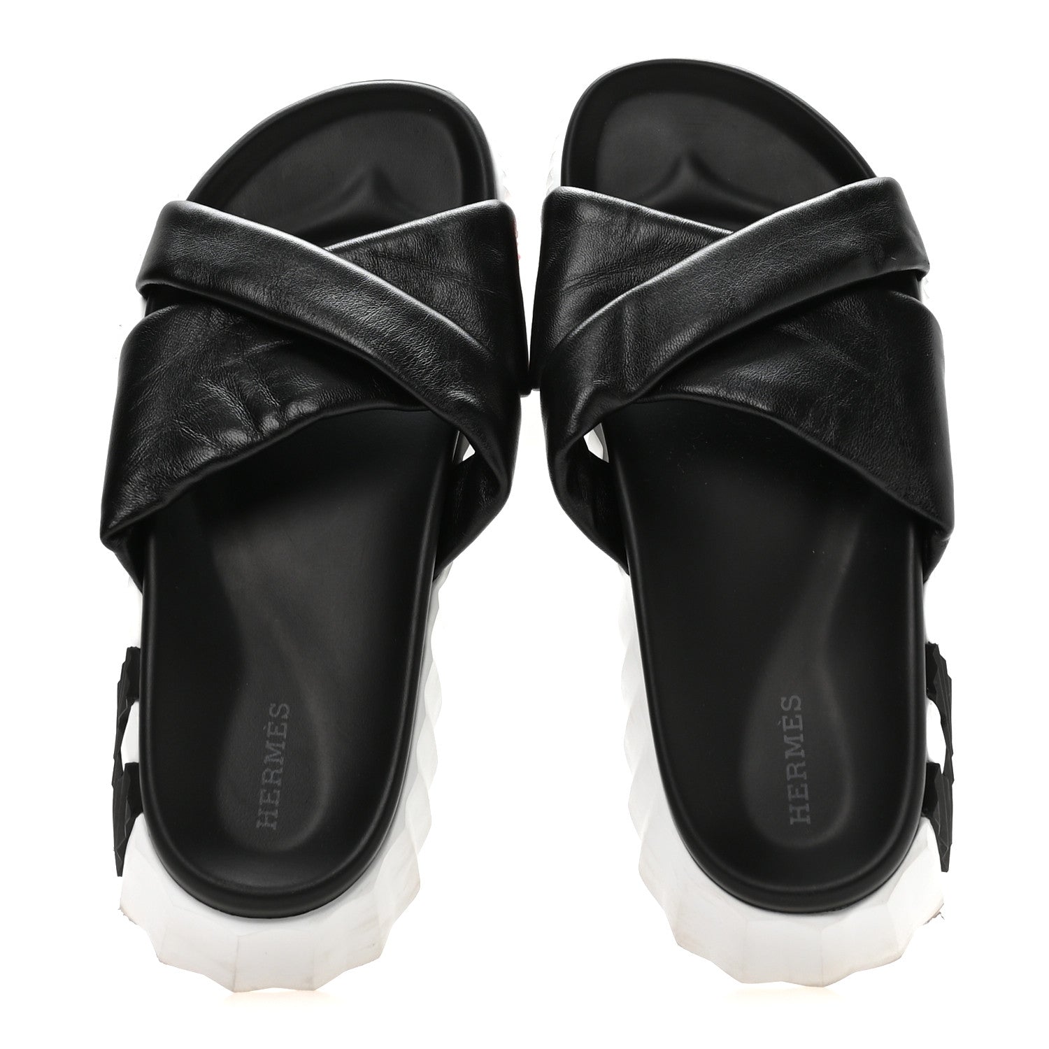 Hermes Nappa Womens Infra Sandals 38.5 Black 2 of 8