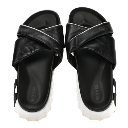 Hermes Nappa Womens Infra Sandals 38.5 Black 2 of 8