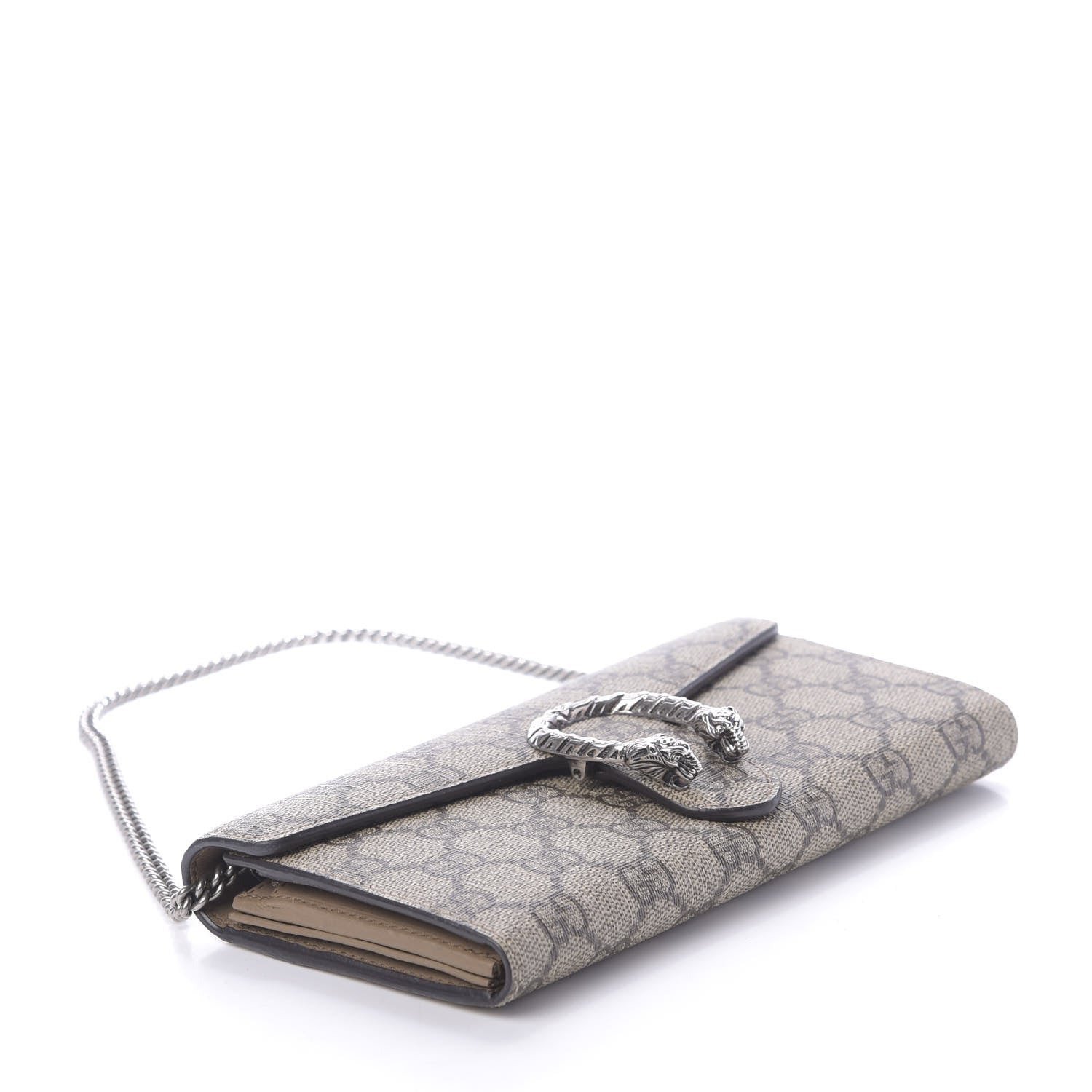 Gucci GG Supreme Monogram Dionysus Chain Clutch Wallet Beige Taupe 4 of 9
