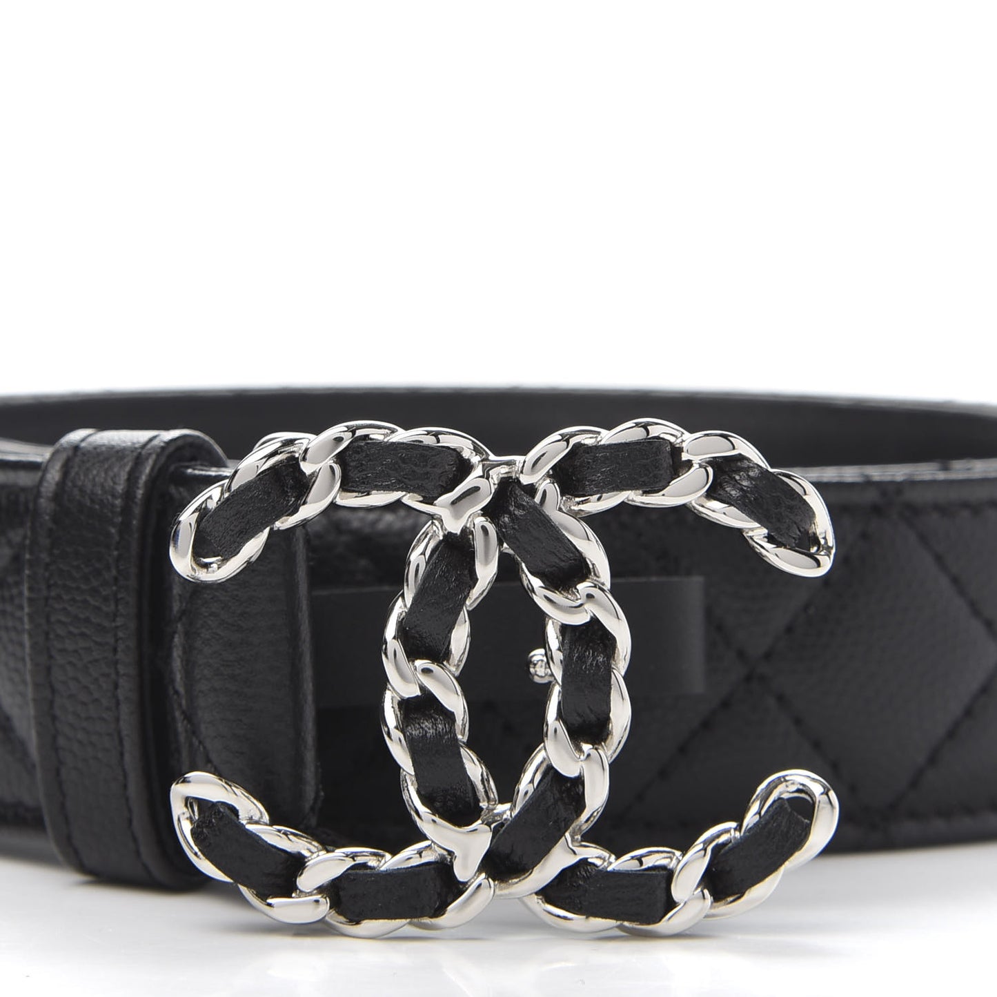 Caviar Quilted CC Chain Belt 85 34 Black