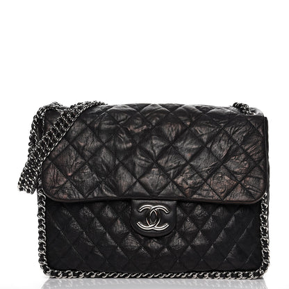 Chanel Washed Lambskin Quilted Maxi Chain Around Flap Black 9 of 9