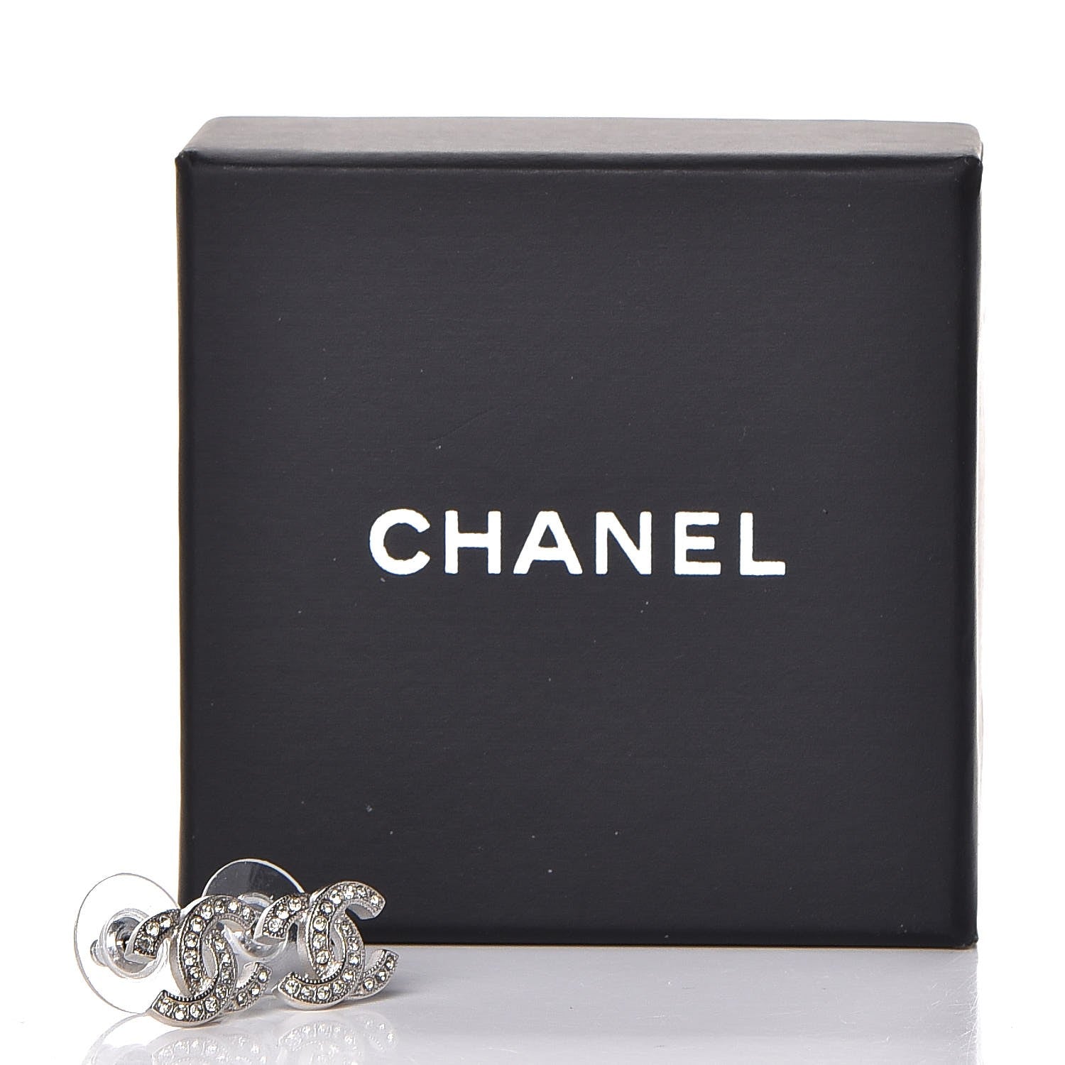 Chanel Crystal Mini CC Earrings Silver 6 of 6