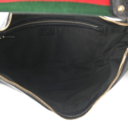 Gucci Pebbled Calfskin Web Bamboo Ring Hobo Black 5 of 11