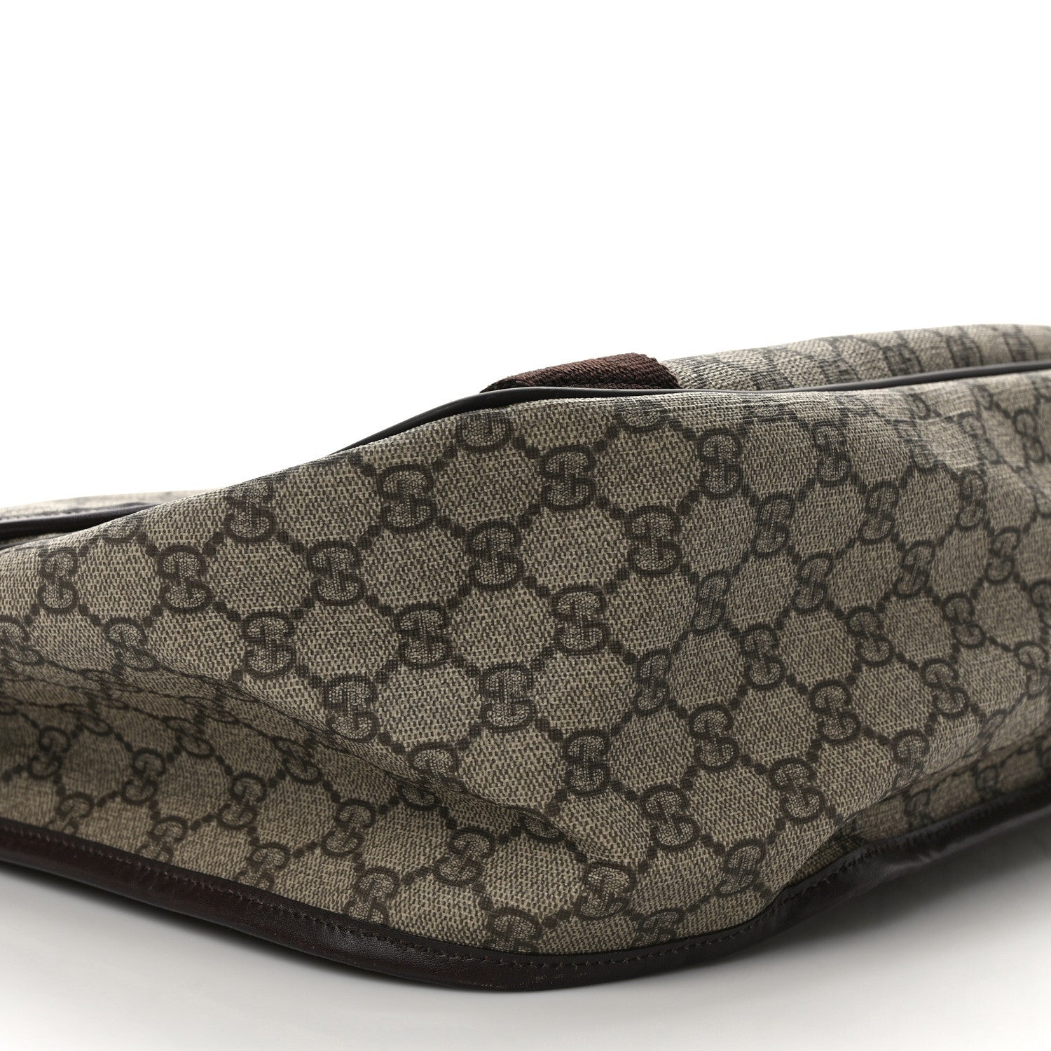 Gucci GG Plus Monogram Large Double Buckle Flap Messenger Bag Beige Dark Brown 8 of 9