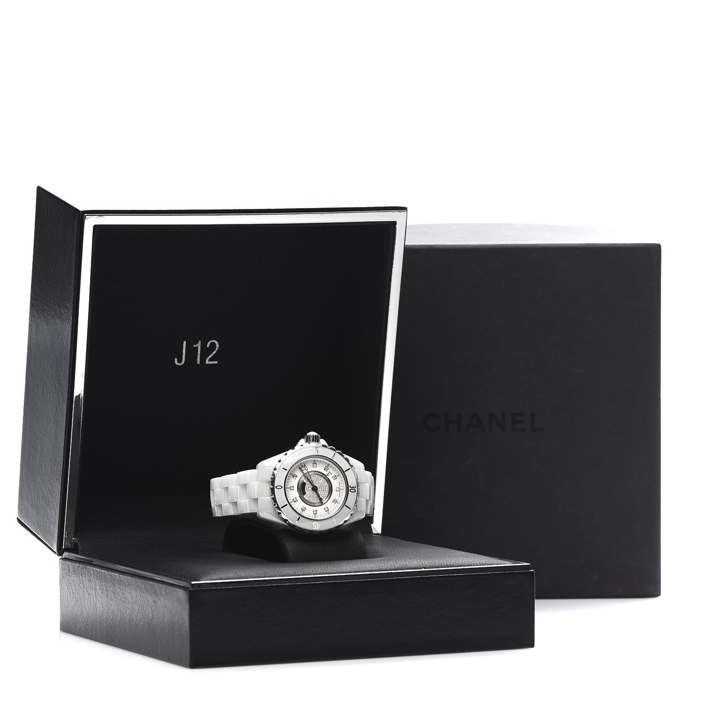 Stainless Steel Ceramic Diamond Dial 33mm J12 Quartz Watch White