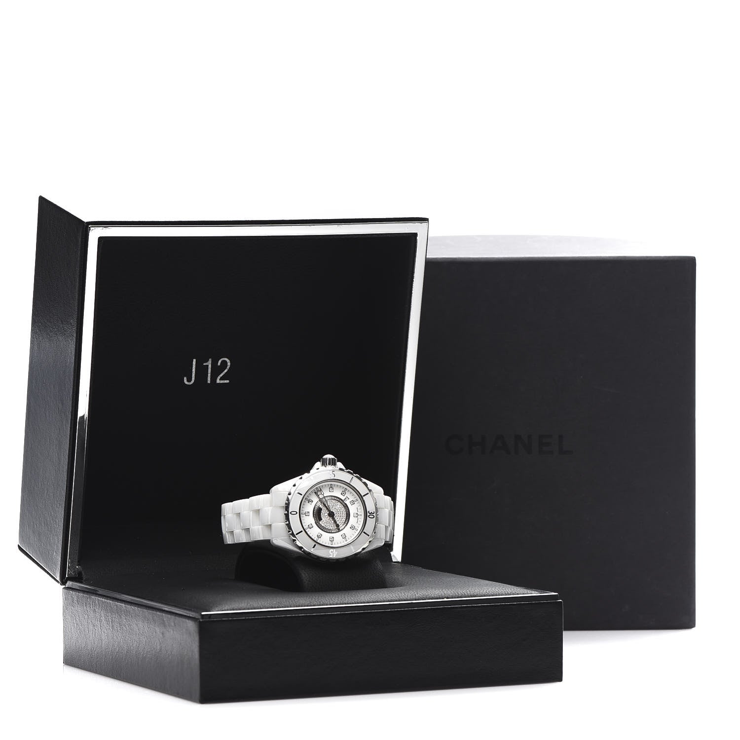 Chanel Stainless Steel Ceramic Diamond Dial 33mm J12 Quartz Watch White 8 of 8