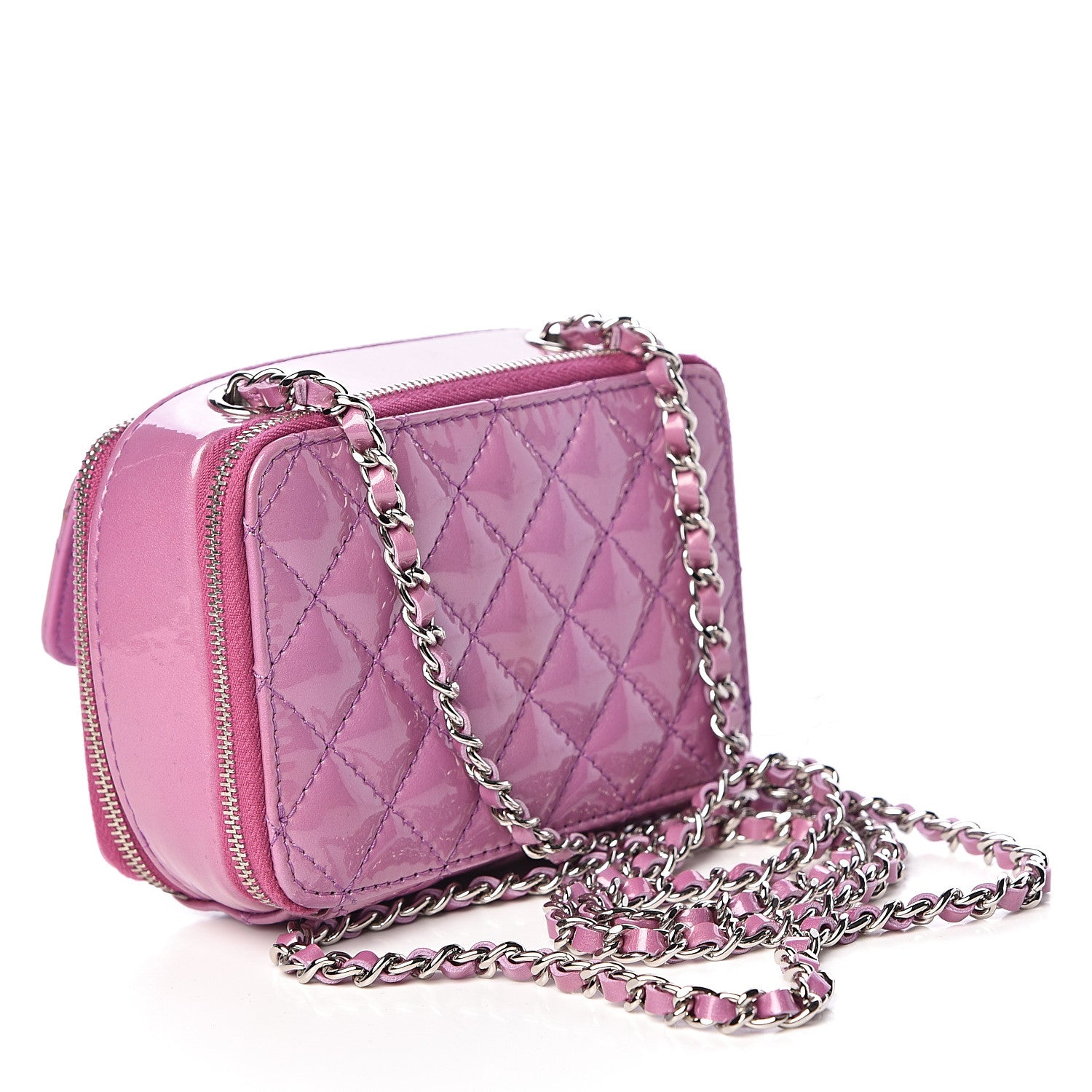 Chanel Patent Quilted Small Pocket Box Camera Case Purple 3 of 13
