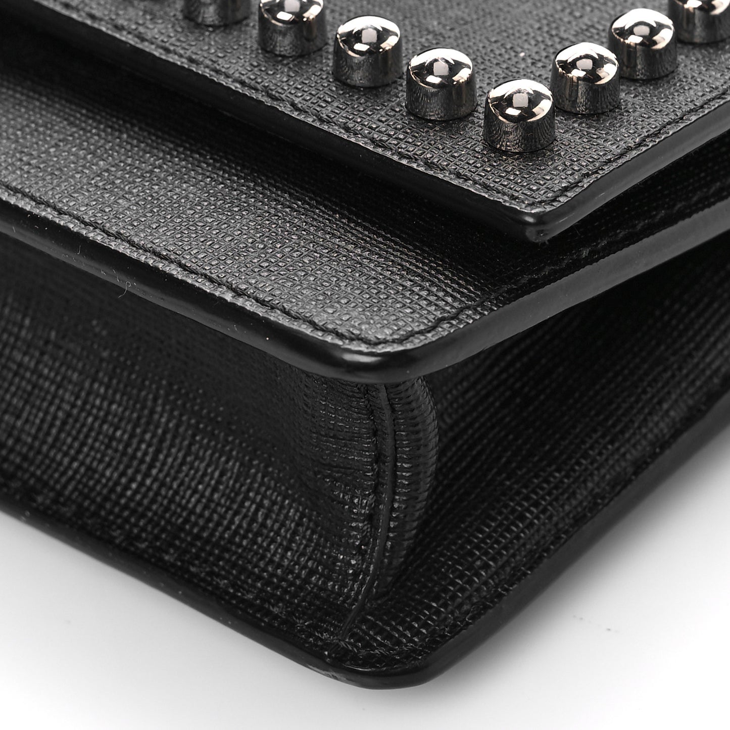 Vitello Elite Mink Fur Studded Karlito Tube Wallet on Chain Black