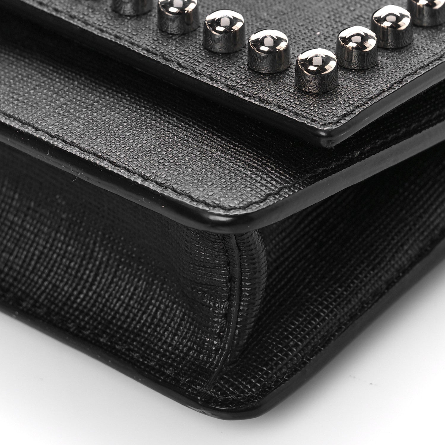Fendi Vitello Elite Mink Fur Studded Karlito Tube Wallet on Chain Black 7 of 7
