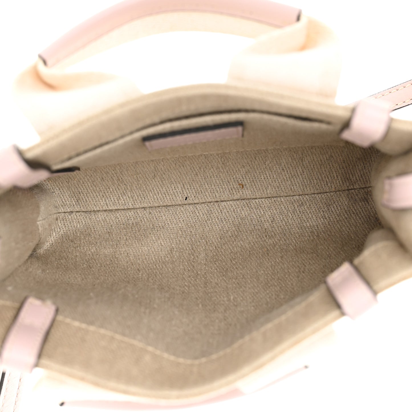 Linen Calfskin Mini Woody Ribbon Tote Cement Pink