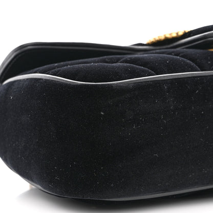 Gucci Velvet Matelasse Double G Studs Small Torchon GG Marmont Shoulder Bag Black 9 of 11