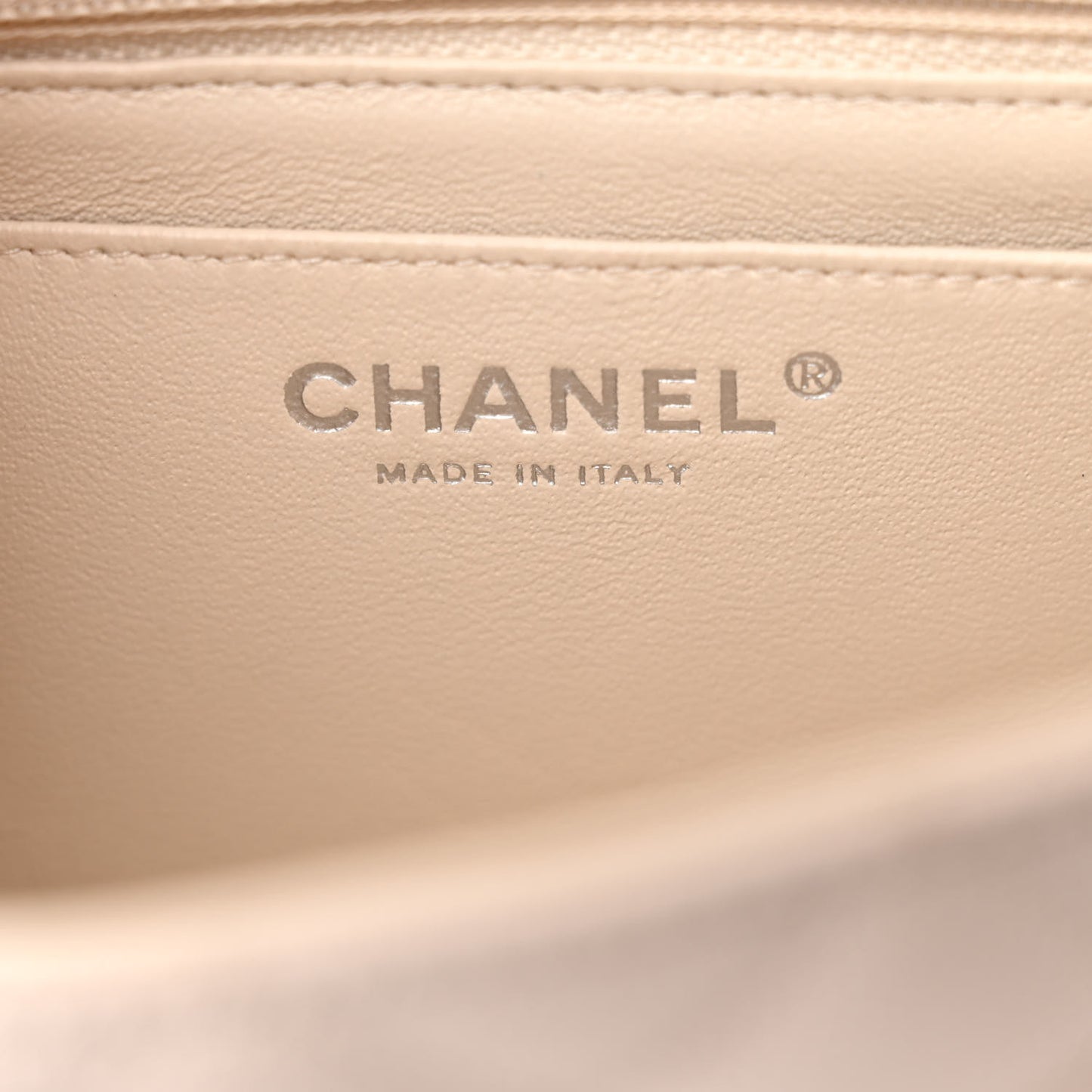 Caviar Quilted Mini Rectangular Flap Light Beige