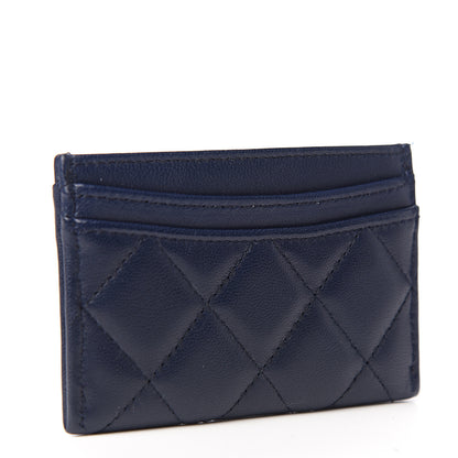 Chanel Lambskin Quilted Card Holder Navy Blue 2 of 8