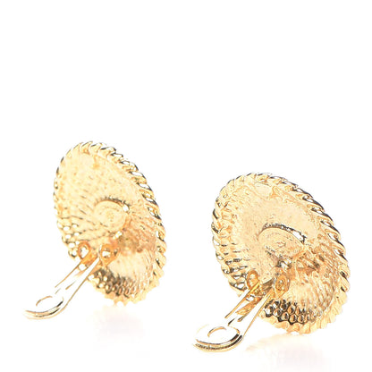 Chanel Crystal CC Clip On Earrings Black Gold 4 of 4