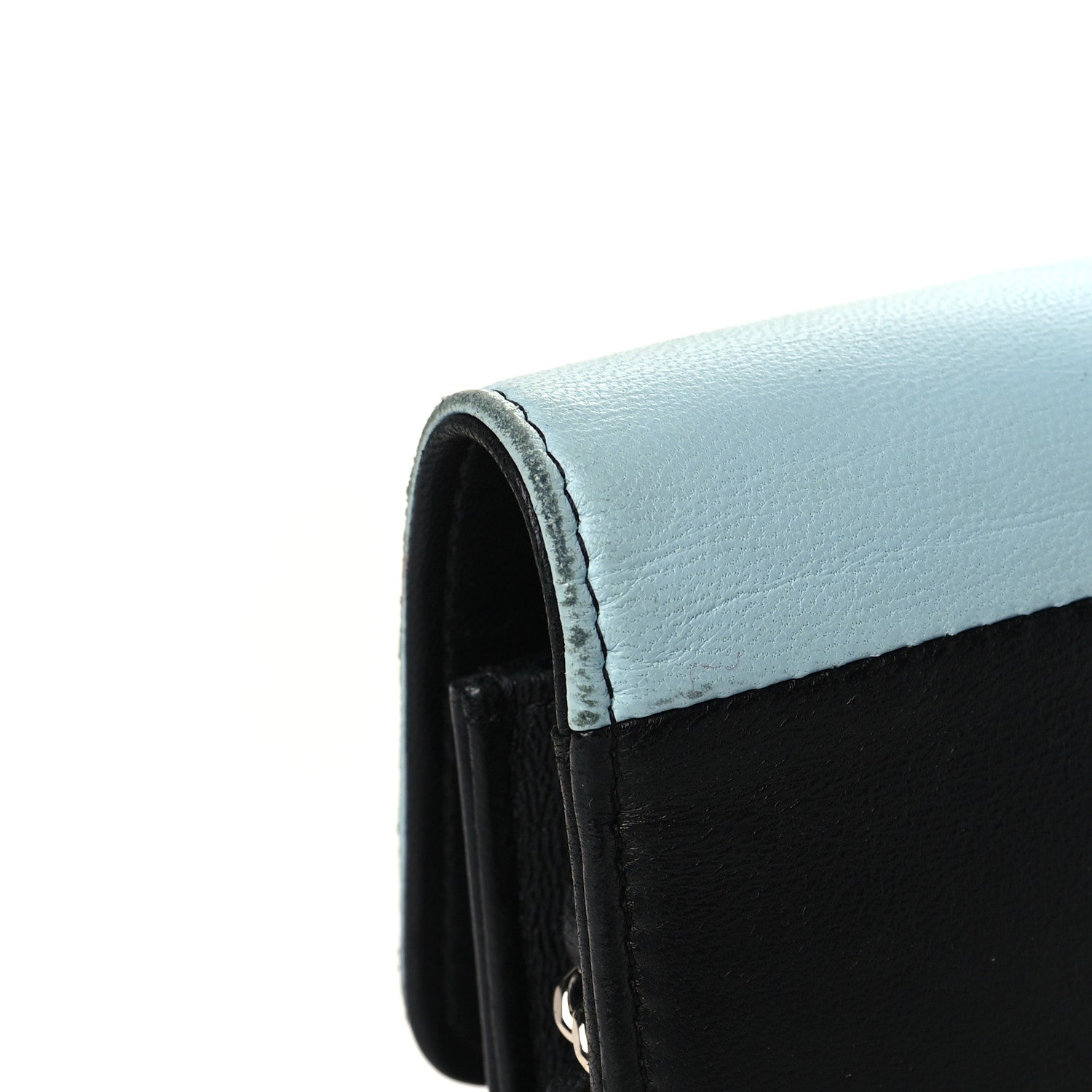 Chanel Lambskin Airlines Wallet On Chain WOC Blue Black Red 14 of 15