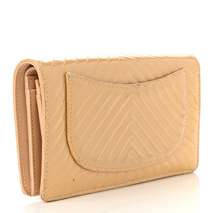 Chanel Patent Chevron Quilted Yen Wallet Beige 3 of 11