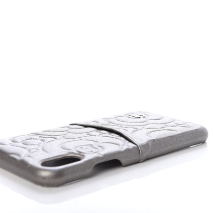 Chanel Goatskin Camellia Embossed iPhone X Case Grey 8 of 9